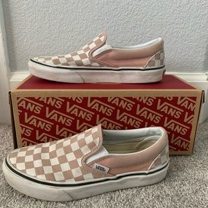 Pink checkered slip-on vans
